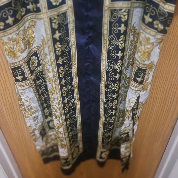 Vintage Cabernet  Baroque Print/ Versace Look ZIP FRONT Caftan  Sz Lg - Picture 10 of 12